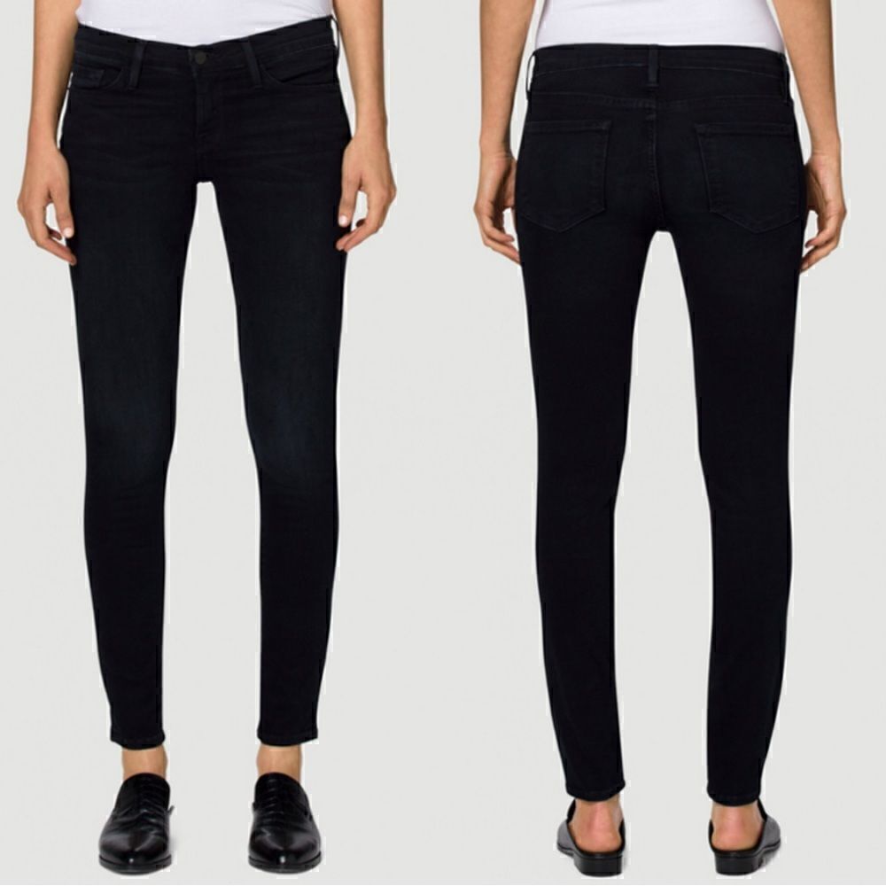 Frame Le De Jeanne Black Jeans Skinny Mid Waist Size 28